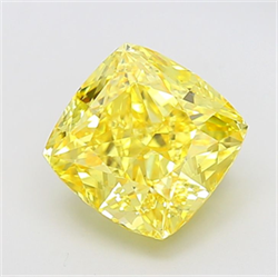 Picture of Lab Grown Diamond 5.01 Carats, CUSHION MODIFIED with  Cut, Fancy Vivid Yellow Color, VS1 Clarity and Certified by IGI