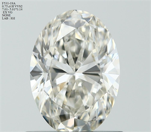 Foto Diamante Natural 0.75 quilates, Ovalado , Color H, claridad VVS2 y certificado IGI de
