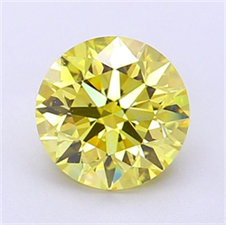 Picture of Lab Grown Diamond 1.51 Carats, Round with Excellent Cut, Fancy Intense Yellow Color, VVS1 Clarity and Certified by IGI