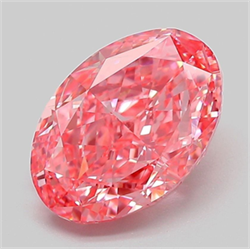 Picture of Lab Grown Diamond 3.10 Carats, Oval with  Cut, Fancy Vivid Pink Color, VVS2 Clarity and Certified by IGI