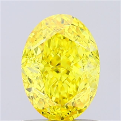 Picture of Lab Grown Diamond 1.25 Carats, Oval with  Cut, Fancy Vivid Yellow Color, VVS2 Clarity and Certified by IGI