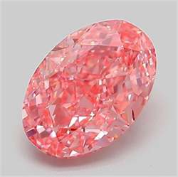 Picture of Lab Grown Diamond 2.07 Carats, Oval with  Cut, Fancy Vivid Pink Color, VS1 Clarity and Certified by IGI