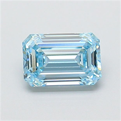 Picture of Lab Grown Diamond 1.21 Carats, Emerald with  Cut, Fancy Intense Blue Color, VVS2 Clarity and Certified by IGI