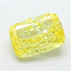 Picture of Lab Grown Diamond 4.01 Carats, CUSHION MODIFIED with  Cut, Fancy Vivid Yellow Color, VS1 Clarity and Certified by IGI