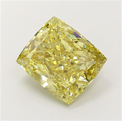 Picture of Lab Grown Diamond 4.06 Carats, CUSHION MODIFIED with  Cut, Fancy Intense Yellow Color, VS1 Clarity and Certified by IGI