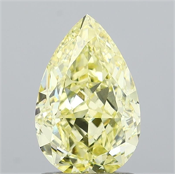 Picture of Lab Grown Diamond 1.51 Carats, Pear with  Cut, Fancy Yellow Color, VVS2 Clarity and Certified by IGI