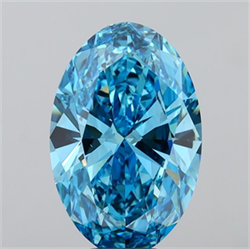 Picture of Lab Grown Diamond 7.02 Carats, Oval with  Cut, Fancy Vivid Blue Color, VS1 Clarity and Certified by IGI