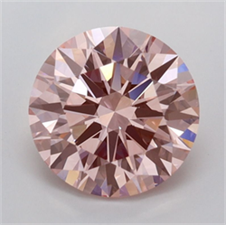 Picture of Lab Grown Diamond 2.00 Carats, Round with Ideal Cut, Fancy Vivid Pink Color, VVS2 Clarity and Certified by IGI