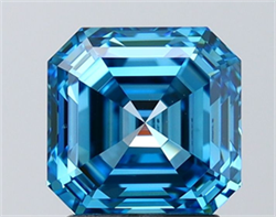 Picture of Lab Grown Diamond 2.50 Carats, Asscher with  Cut, Fancy Vivid Blue Color, VVS2 Clarity and Certified by IGI