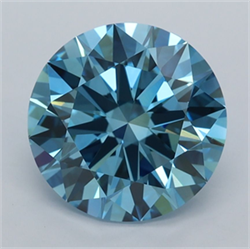Picture of Lab Grown Diamond 3.03 Carats, Round with Ideal Cut, Fancy Vivid Blue Color, VVS2 Clarity and Certified by IGI