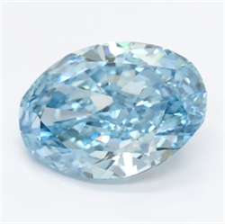 Picture of Lab Grown Diamond 2.32 Carats, Oval with  Cut, Fancy Vivid Blue Color, VS1 Clarity and Certified by IGI