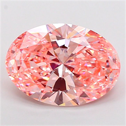 Picture of Lab Grown Diamond 6.01 Carats, Oval with  Cut, Fancy Vivid Pink Color, VVS2 Clarity and Certified by IGI