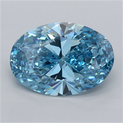 Picture of Lab Grown Diamond 2.08 Carats, Oval with  Cut, Fancy Vivid Blue Color, VVS1 Clarity and Certified by IGI