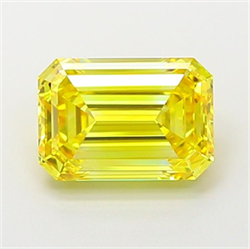 Picture of Lab Grown Diamond 1.79 Carats, Emerald with  Cut, Fancy Vivid Yellow Color, IF Clarity and Certified by IGI