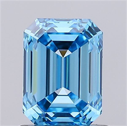Picture of Lab Grown Diamond 1.20 Carats, Emerald with  Cut, Fancy Vivid Blue Color, VS1 Clarity and Certified by IGI