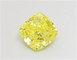 Picture of Lab Grown Diamond 1.55 Carats, CUSHION MODIFIED with  Cut, Fancy Vivid Yellow Color, VS1 Clarity and Certified by IGI