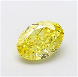 Picture of Lab Grown Diamond 2.10 Carats, Oval with  Cut, Fancy Vivid Yellow Color, VS2 Clarity and Certified by IGI