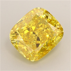 Picture of Lab Grown Diamond 3.36 Carats, Cushion with  Cut, Fancy Vivid Yellow Color, VS2 Clarity and Certified by IGI
