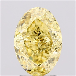 Picture of Lab Grown Diamond 2.32 Carats, Oval with  Cut, Fancy Vivid Yellow Color, VS2 Clarity and Certified by IGI