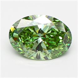 Picture of Lab Grown Diamond 2.70 Carats, Oval with  Cut, Fancy Vivid Green Color, VVS2 Clarity and Certified by IGI