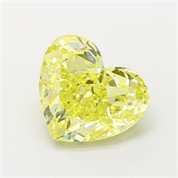 Picture of Lab Grown Diamond 1.28 Carats, Heart with  Cut, Fancy Intense Yellow Color, VS1 Clarity and Certified by IGI