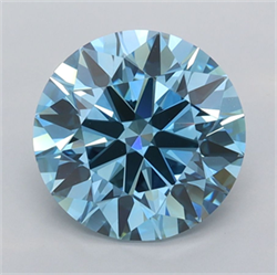 Picture of Lab Grown Diamond 3.04 Carats, Round with Ideal Cut, Fancy Vivid Blue Color, VVS2 Clarity and Certified by IGI