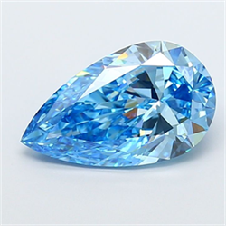 Picture of Lab Grown Diamond 4.00 Carats, Pear with  Cut, Fancy Vivid Blue Color, VS1 Clarity and Certified by IGI