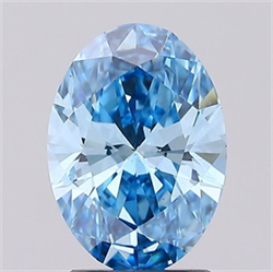 Picture of Lab Grown Diamond 2.01 Carats, Oval with  Cut, Fancy Vivid Blue Color, VS1 Clarity and Certified by IGI