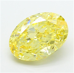 Picture of Lab Grown Diamond 4.02 Carats, Oval with  Cut, Fancy Vivid Yellow Color, VS2 Clarity and Certified by IGI