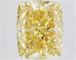 Picture of Lab Grown Diamond 10.33 Carats, CUSHION MODIFIED with  Cut, Fancy Intense Yellow Color, VVS2 Clarity and Certified by IGI