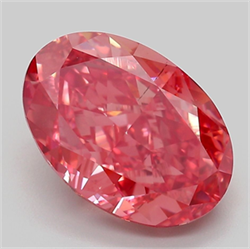 Picture of Lab Grown Diamond 4.90 Carats, Oval with  Cut, Fancy Vivid Pink Color, VS2 Clarity and Certified by IGI