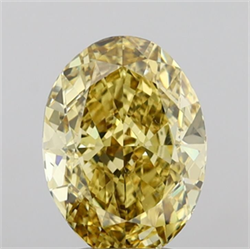 Picture of Lab Grown Diamond 2.99 Carats, Oval with  Cut, Fancy Intense Yellow Color, VS2 Clarity and Certified by IGI