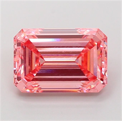 Picture of Lab Grown Diamond 4.12 Carats, Emerald with  Cut, Fancy Vivid Pink Color, VS1 Clarity and Certified by IGI