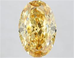 Picture of Lab Grown Diamond 7.07 Carats, Oval with  Cut, Fancy Vivid Yellow Color, VVS2 Clarity and Certified by IGI