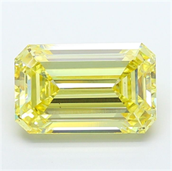 Picture of Lab Grown Diamond 6.15 Carats, Emerald with  Cut, Fancy Yellow Color, VS1 Clarity and Certified by IGI