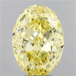 Picture of Lab Grown Diamond 5.07 Carats, Oval with  Cut, Fancy Yellow Color, VVS2 Clarity and Certified by IGI