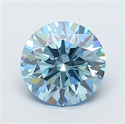 Picture of Lab Grown Diamond 2.07 Carats, Round with Ideal Cut, Fancy Vivid Blue Color, VS1 Clarity and Certified by IGI