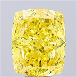 Picture of Lab Grown Diamond 9.21 Carats, CUSHION MODIFIED with  Cut, Fancy Vivid Yellow Color, VS2 Clarity and Certified by IGI