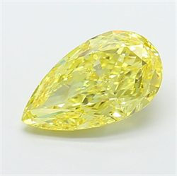 Picture of Lab Grown Diamond 3.56 Carats, Pear with  Cut, Fancy Vivid Yellow Color, VS1 Clarity and Certified by IGI