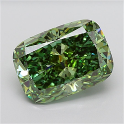 Picture of Lab Grown Diamond 10.26 Carats, CUSHION MODIFIED with  Cut, Fancy Vivid Green Color, VS1 Clarity and Certified by IGI