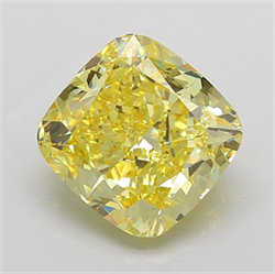 Picture of Lab Grown Diamond 8.07 Carats, CUSHION MODIFIED with  Cut, Fancy Vivid Yellow Color, VS2 Clarity and Certified by IGI