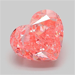 Picture of Lab Grown Diamond 3.07 Carats, Heart with  Cut, Fancy Vivid Pink Color, VVS2 Clarity and Certified by IGI