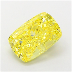 Picture of Lab Grown Diamond 3.01 Carats, CUSHION MODIFIED with  Cut, Fancy Vivid Yellow Color, VS2 Clarity and Certified by IGI