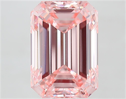 Picture of Lab Grown Diamond 5.00 Carats, Emerald with  Cut, Fancy Vivid Pink Color, VS1 Clarity and Certified by IGI