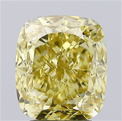 Picture of Lab Grown Diamond 3.02 Carats, CUSHION MODIFIED with  Cut, Fancy Intense Yellow Color, VVS2 Clarity and Certified by IGI