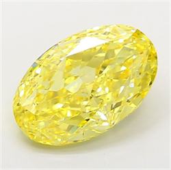 Picture of Lab Grown Diamond 4.05 Carats, Oval with  Cut, Fancy Vivid Yellow Color, VS2 Clarity and Certified by IGI