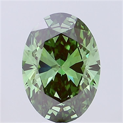 Picture of Lab Grown Diamond 7.12 Carats, Oval with  Cut, Fancy Vivid Green Color, VS1 Clarity and Certified by IGI