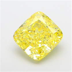 Picture of Lab Grown Diamond 5.43 Carats, CUSHION MODIFIED with  Cut, Fancy Vivid Yellow Color, VS2 Clarity and Certified by IGI