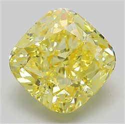 Picture of Lab Grown Diamond 4.08 Carats, CUSHION MODIFIED with  Cut, Fancy Vivid Yellow Color, VS1 Clarity and Certified by IGI