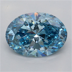 Picture of Lab Grown Diamond 1.50 Carats, Oval with  Cut, Fancy Vivid Blue Color, VVS2 Clarity and Certified by IGI